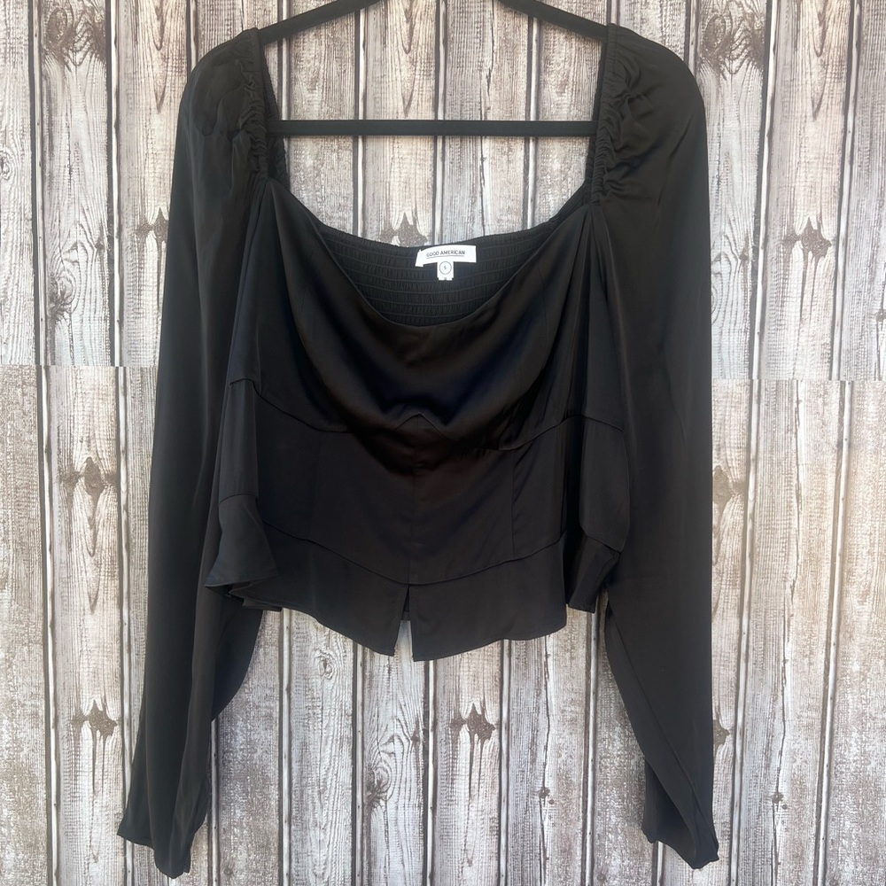 Good American Black Long Sleeve Top size S